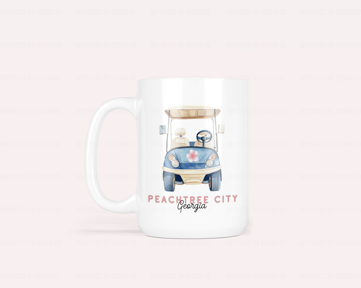 Peachtree City Coffee Mug With Blue Golf Cart