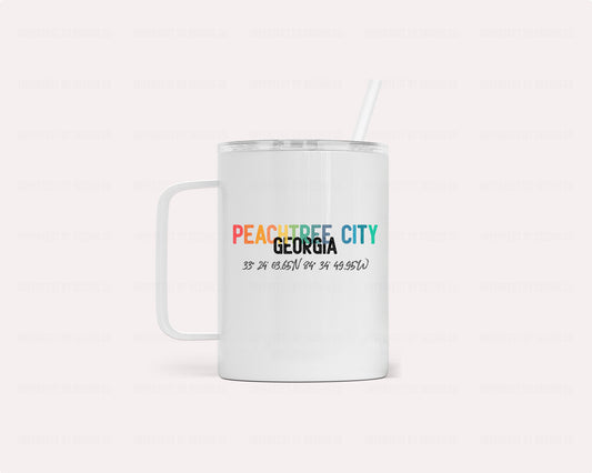 Peachtree City GA camper mug with leak free lid and reusable straw | imperfect by design co