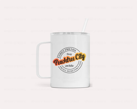 Stylish and durable Peachtree City Stay awhile 12oz camper mug for all your on-the-go needs | imperfect by design co