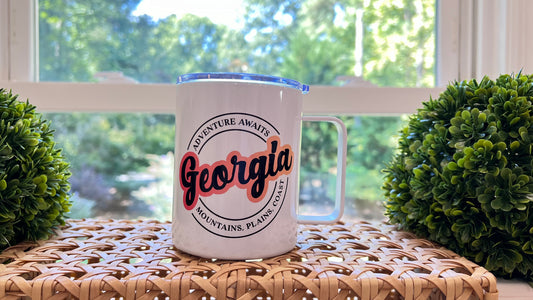 Georgia "Adventure Awaits Mountains, Plains, Coast" - Camper Mug