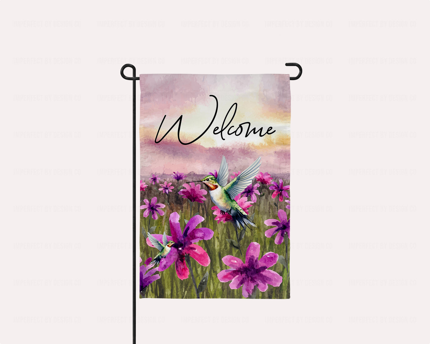 Garden Flag With Beautiful Hummingbird, Welcome