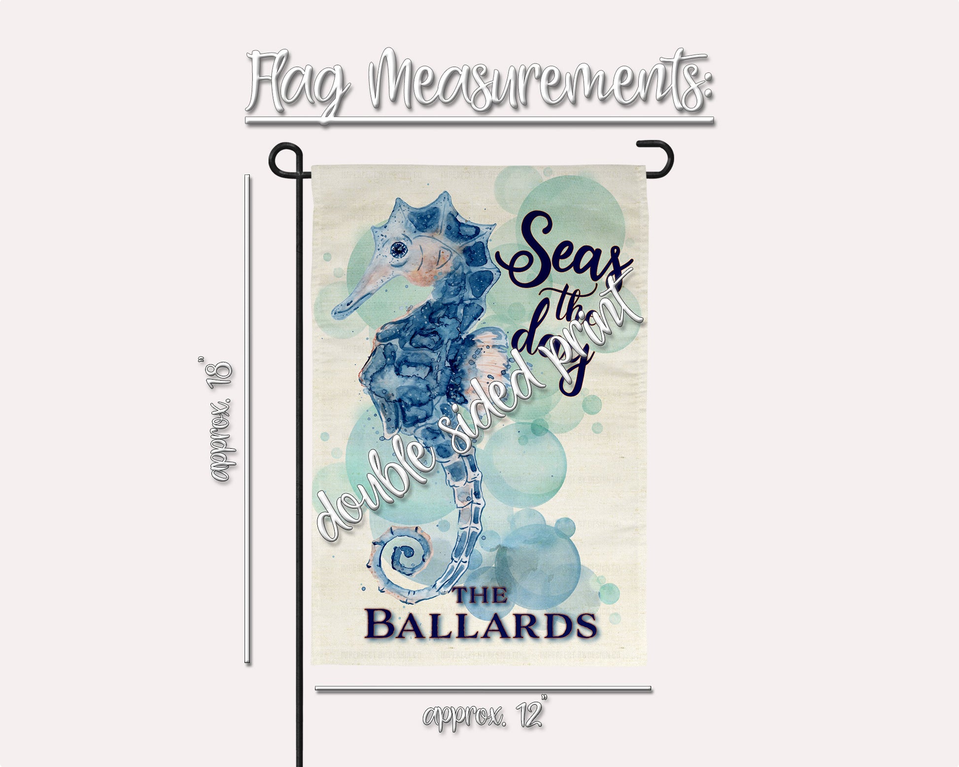 12x18 Double-sided ocean inspired garden flag with seahorse | imperfect by design co