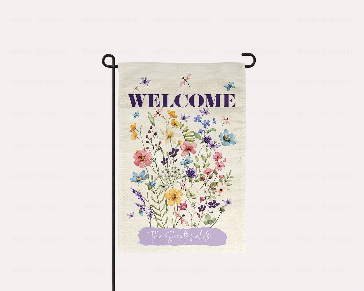 Personalized Garden Flag With Wildflowers, WELCOME