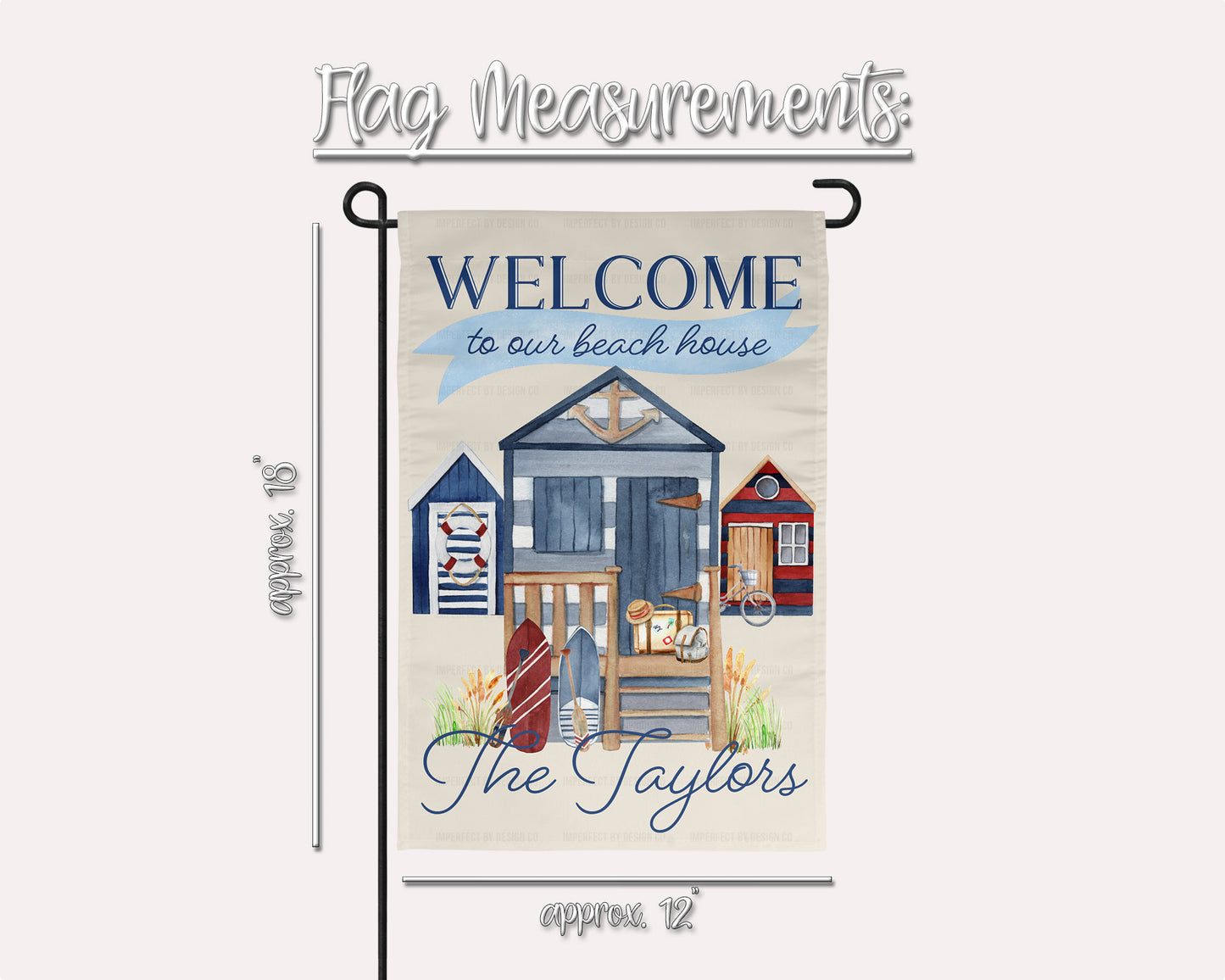 12x18 inch personalized coastal design garden flag | imperfect by design co