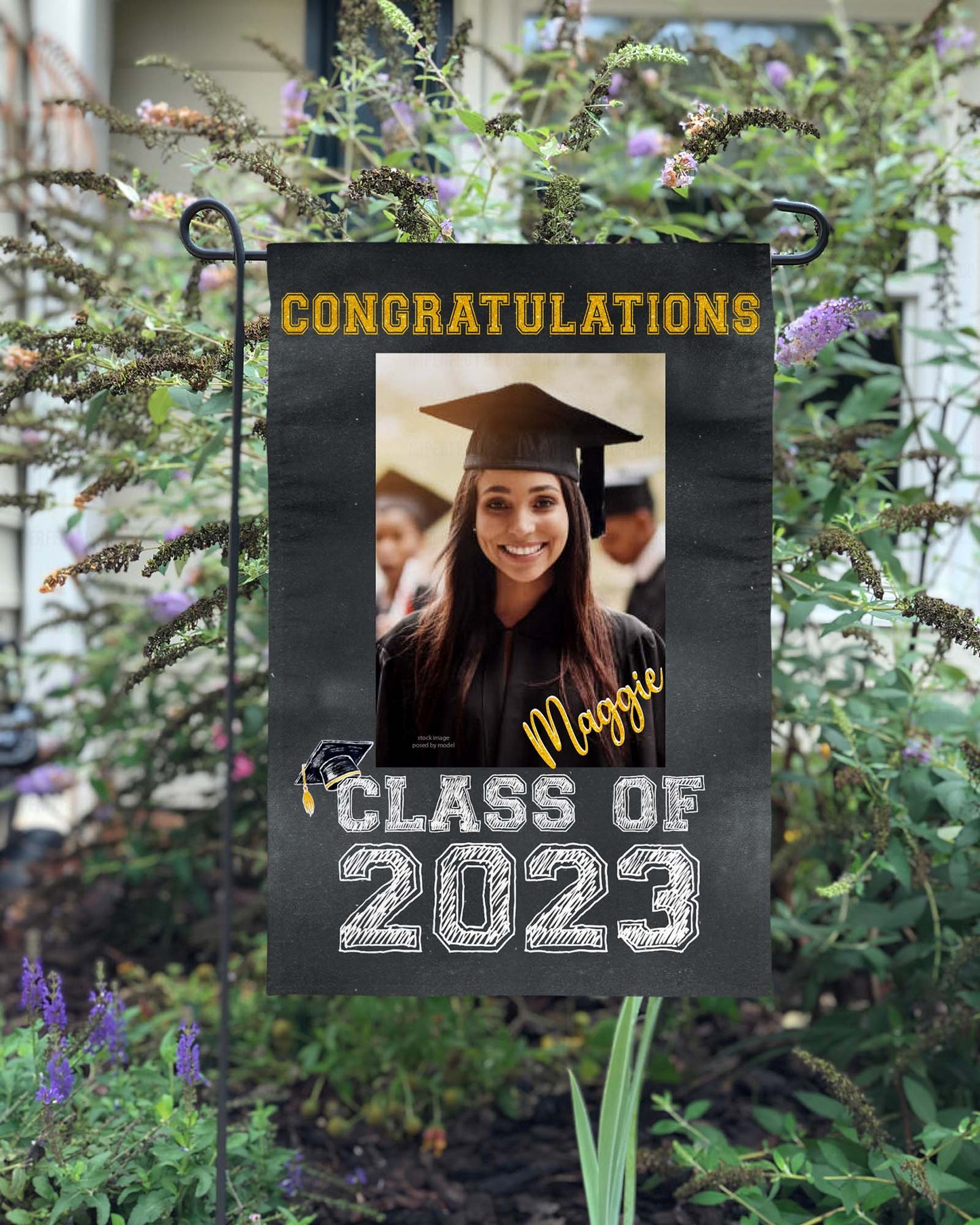 12x18 Double-sided graduation garden flag with customizable name and photo | imperfect by design co