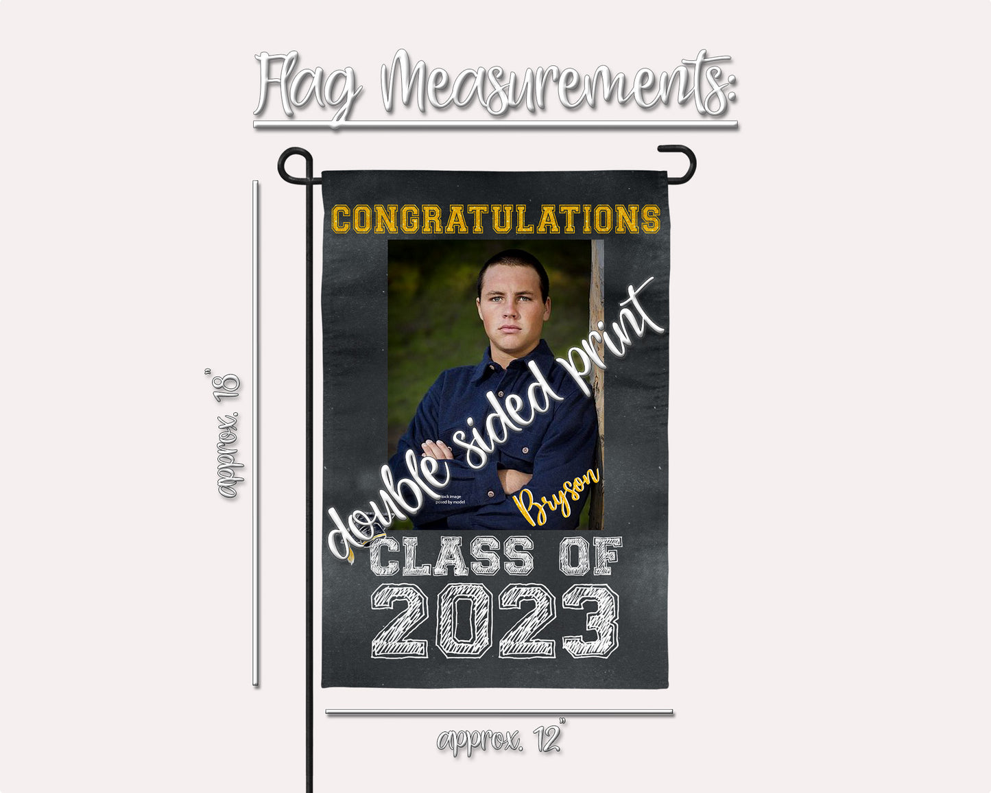 Weather-resistant personalized 12x18 garden flag to celebrate high school and college graduates | imperfect by design co