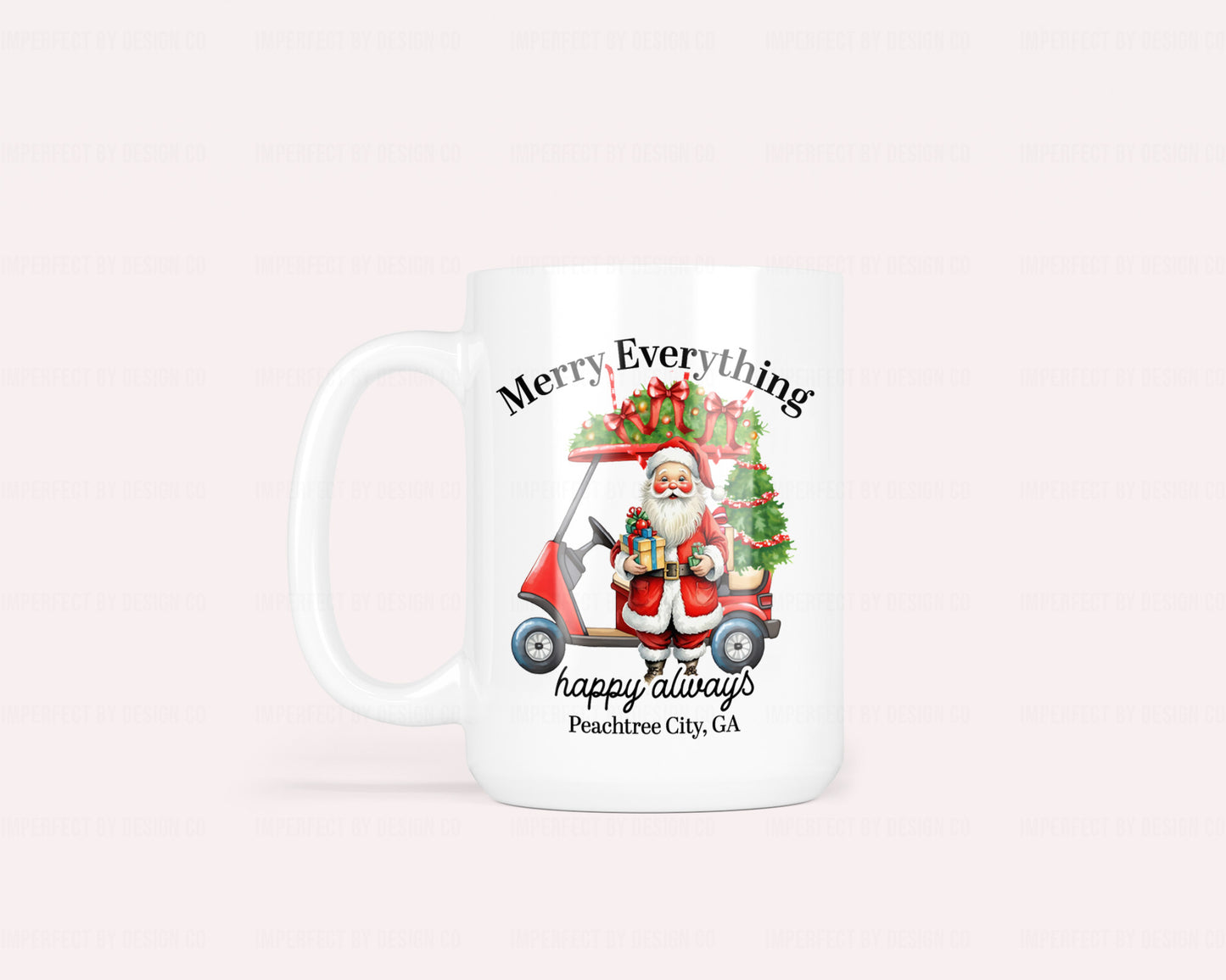 "Merry Everything" Santa Golf Cart 15oz Ceramic Mug | Holiday Cheer Cup - Hometown Pride Collection
