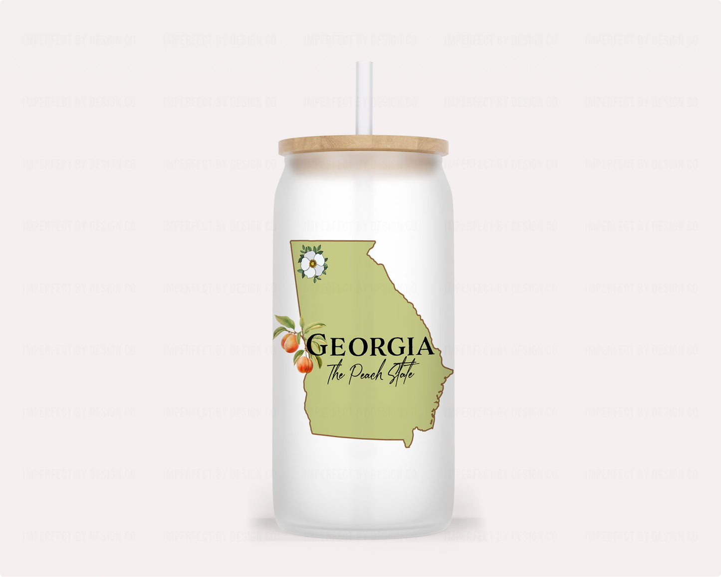 Georgia 'The Peach State' Frosted Glass Tumbler