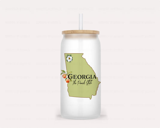 Georgia 'The Peach State' Frosted Glass Tumbler