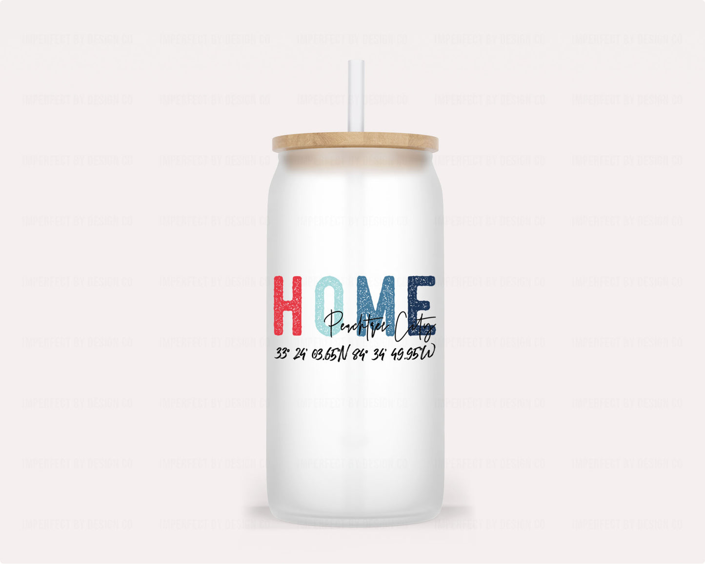 Personalized hometown pride Eco-Friendly Drinkware: Frosted Glass, Bamboo Lid, Reusable Straw | imperfect by design co