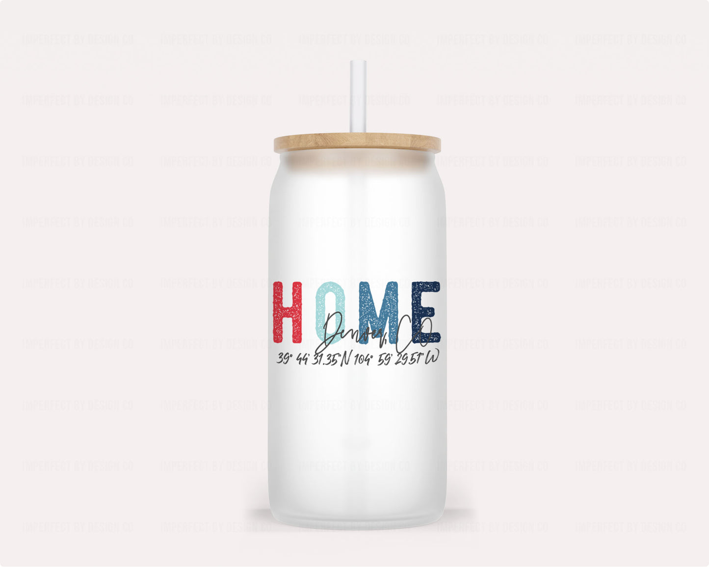 High-Quality Tumbler: Sealed Bamboo Lid, Reusable Straw Personalized Hometown Pride Graphic: HOME, City, State, and Coordinates | imperfect by design co