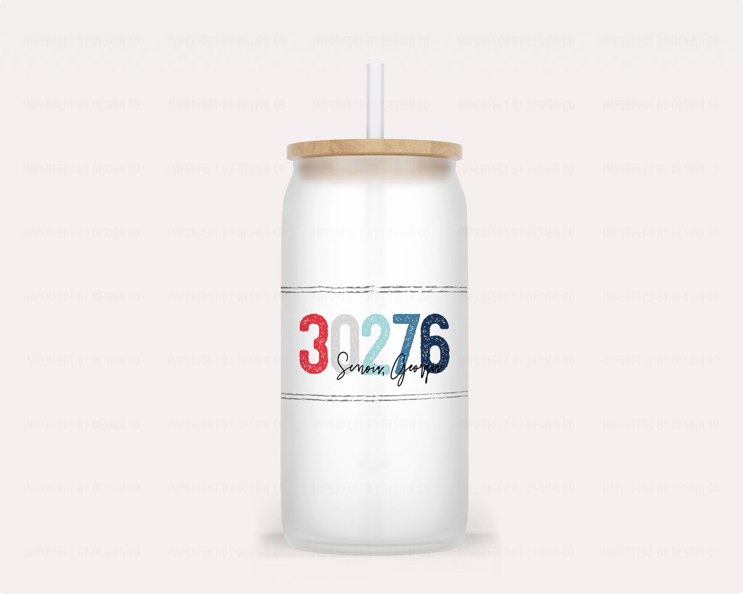 Patriotic Personalized Hometown Pride Collection: 16 oz Frosted Glass Jar Tumbler | imperfect by design co