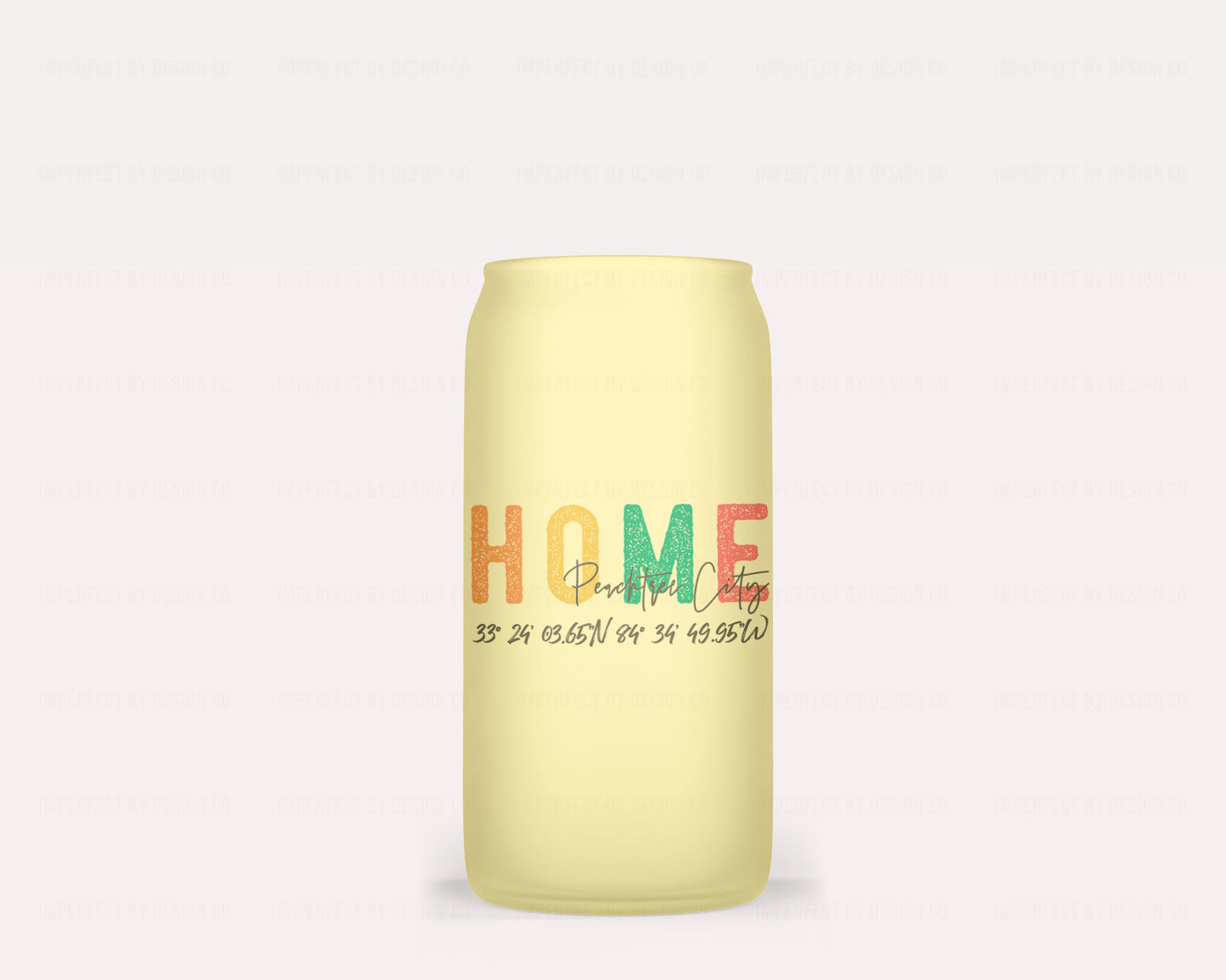 Peachtree City Color Changing Yellow Frosted Glass Tumbler "HOME"