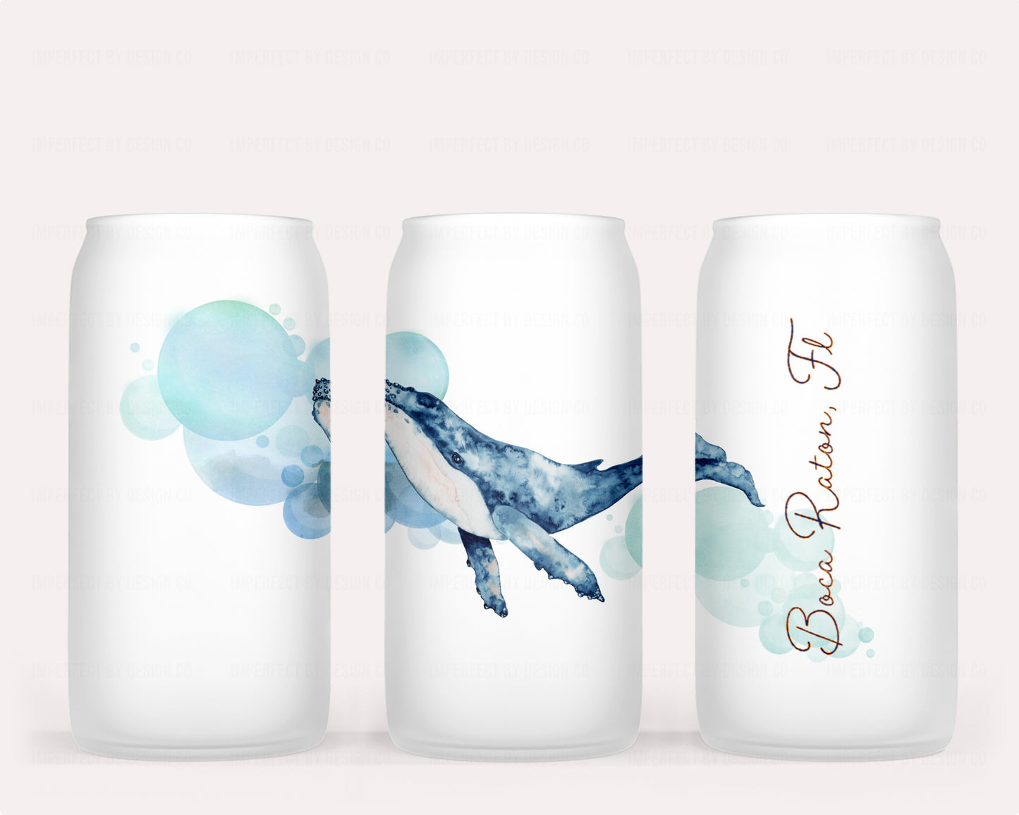 Coastal-inspired glass tumbler with customizable city and state details | imperfect by design co