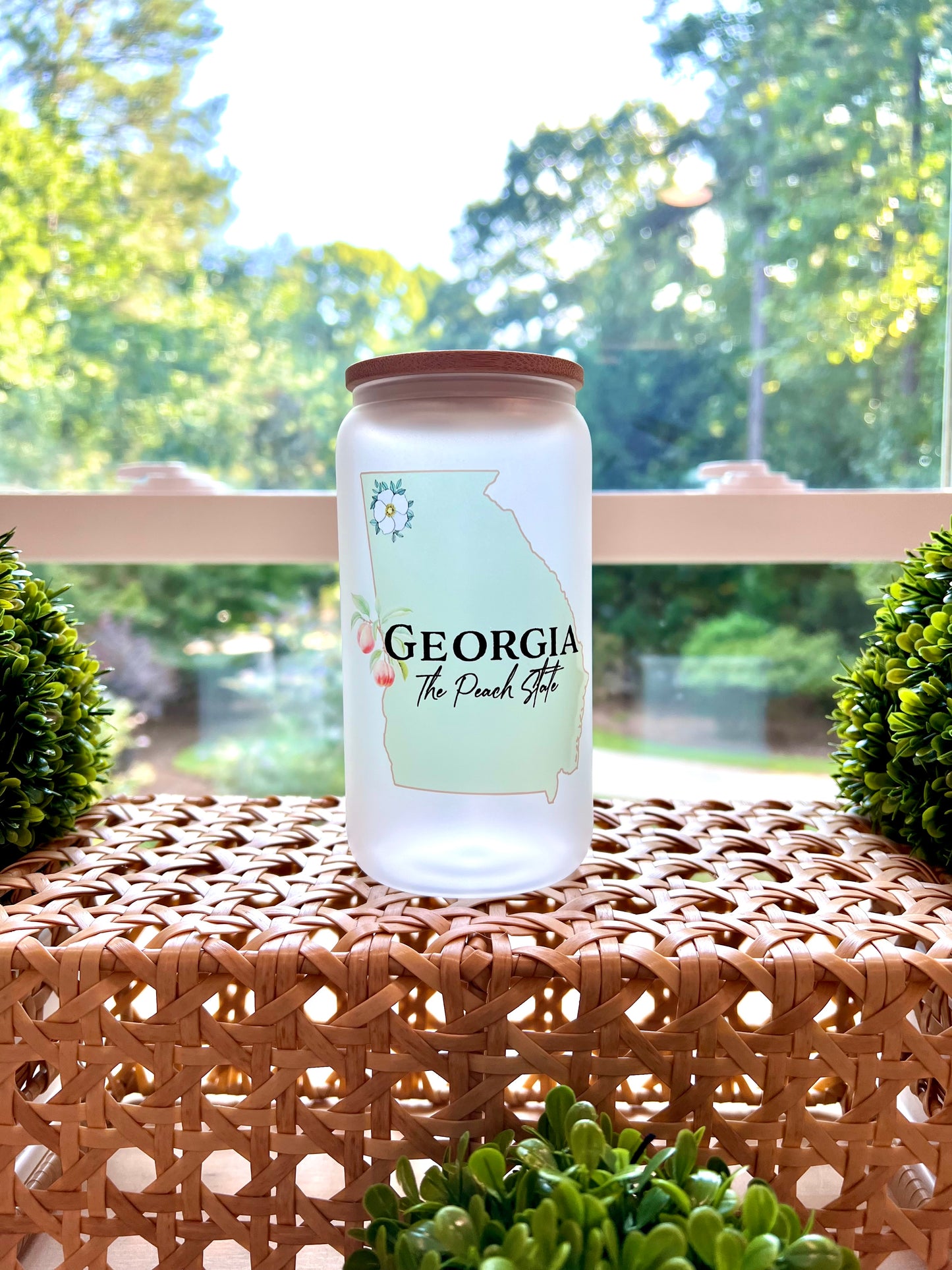 Georgia 'The Peach State' Frosted Glass Tumbler