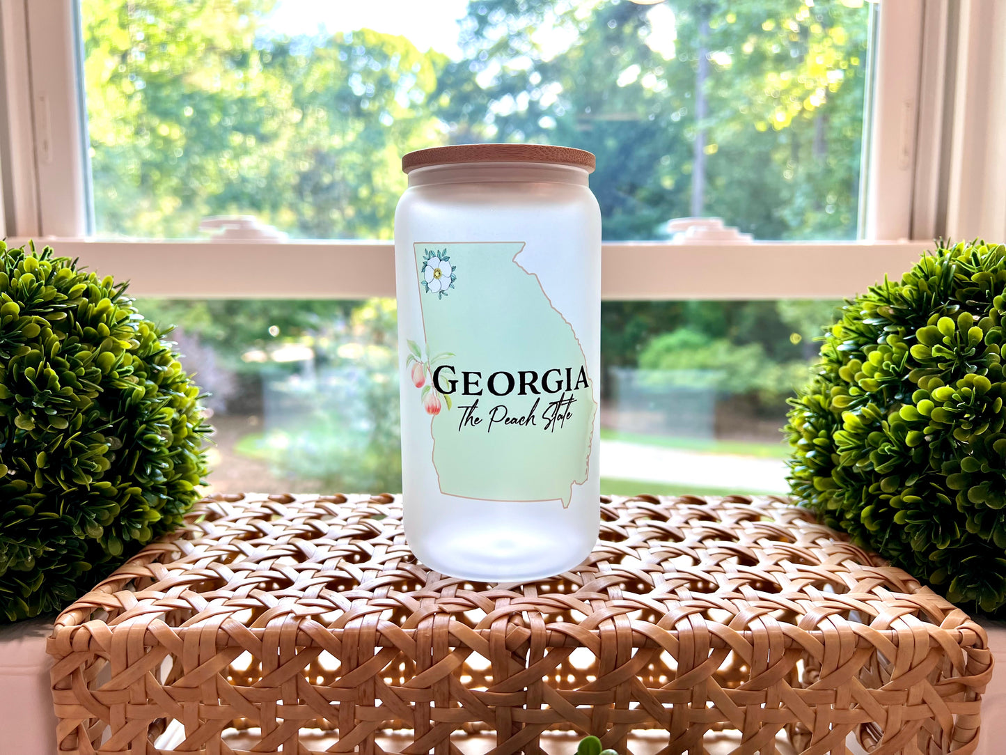 Georgia 'The Peach State' Frosted Glass Tumbler