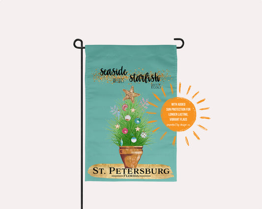 Personalized Seashell Wishes Starfish Kisses - Coastal Holiday Garden Flag