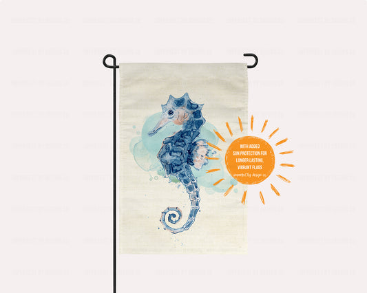 Watercolor Seahorse Coastal Garden Flag