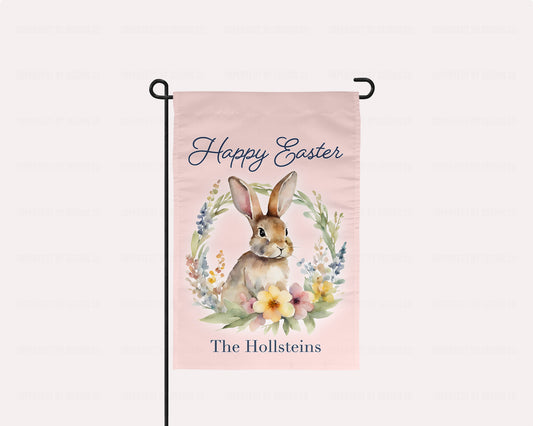 Personalized Happy Easter - Bunny in Wreath