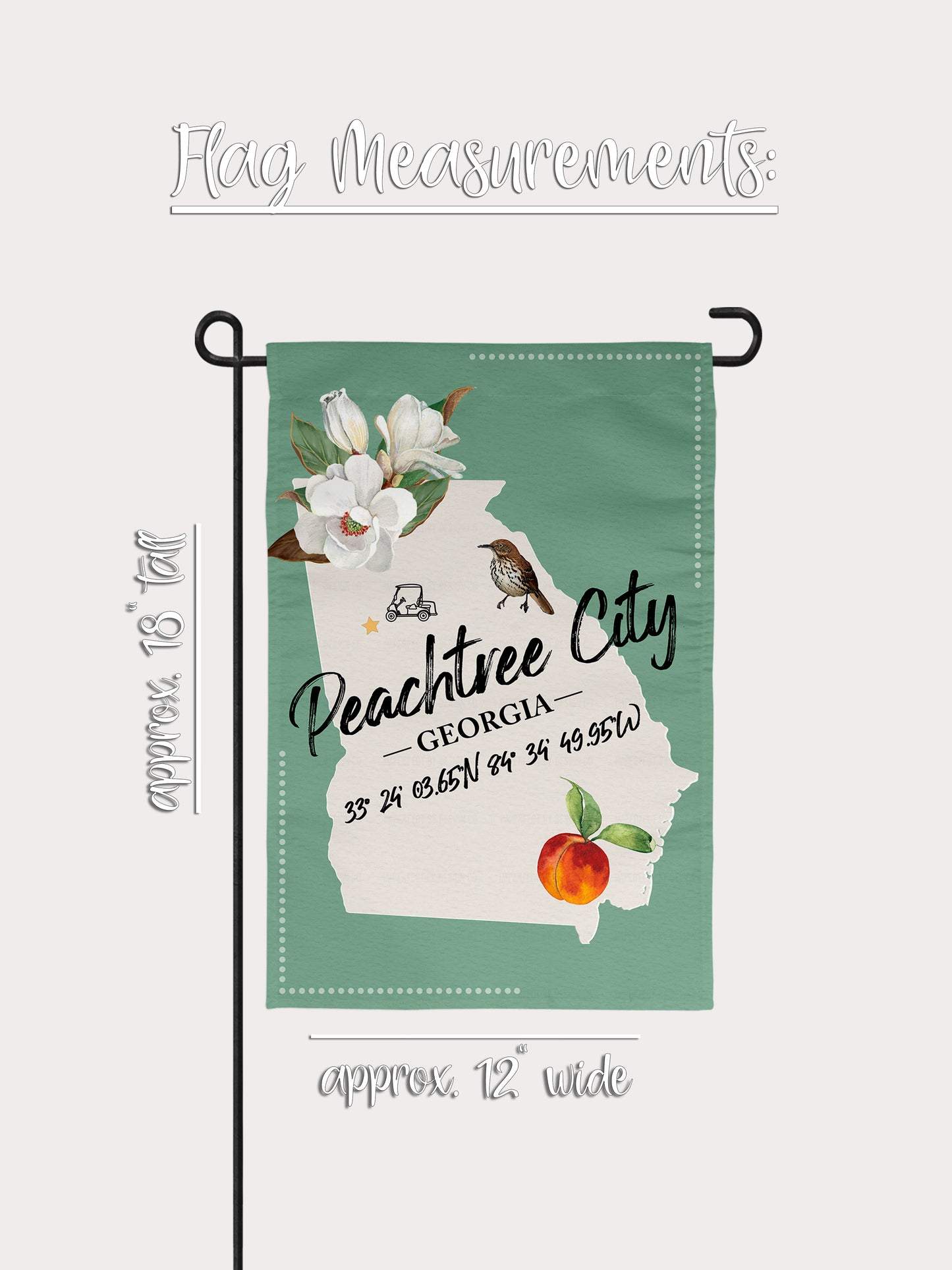 Georgia Garden Flag with State Outline, State Bird, and State Flower