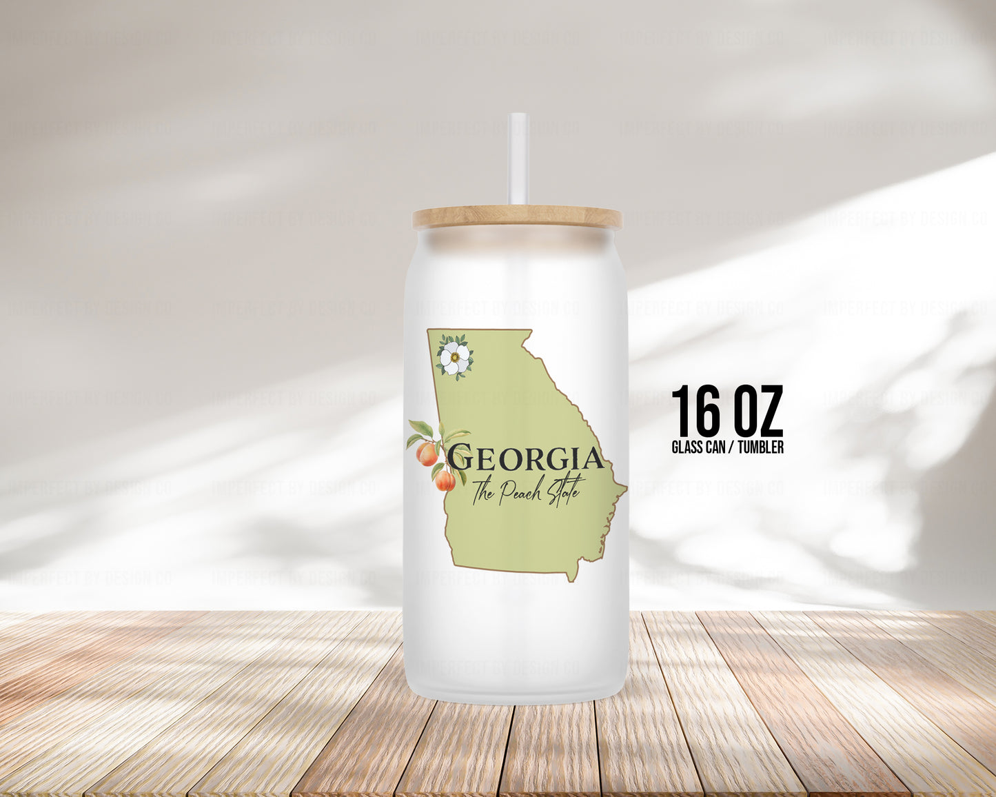 Georgia 'The Peach State' 16oz Frosted Glass Tumbler