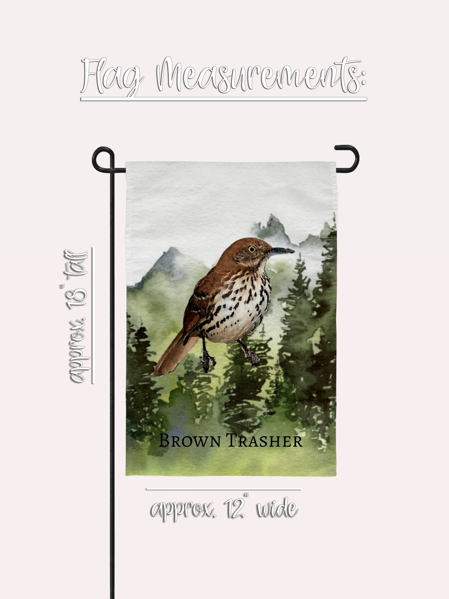 Georgia State Bird Garden Flag Forest Scene, Brown Thrasher