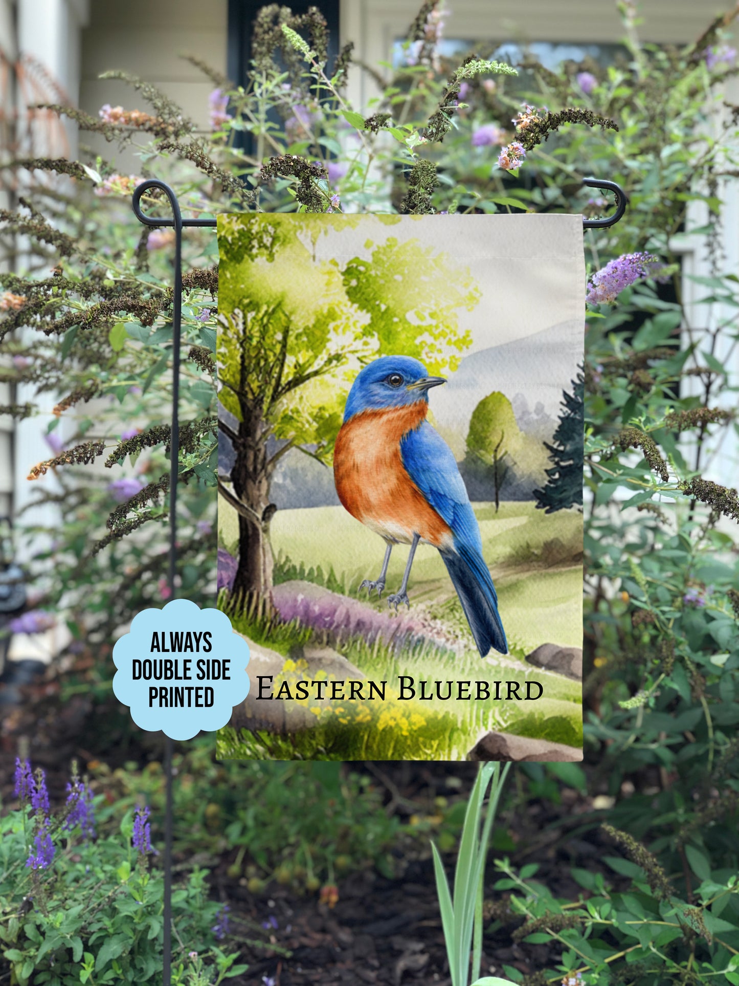 Garden Flag Featuring Eastern Bluebird