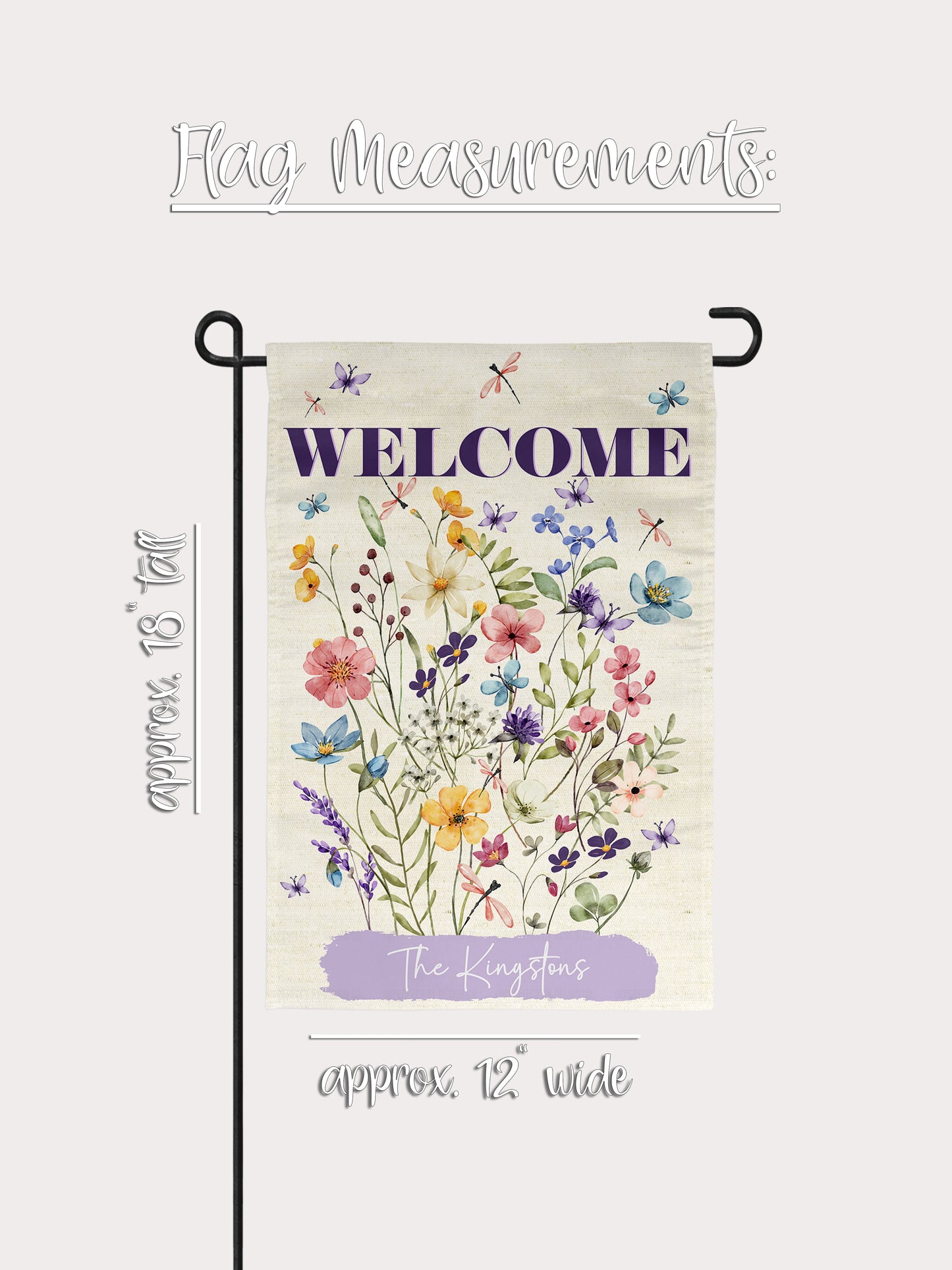Personalized Garden Flag With Wildflowers, WELCOME