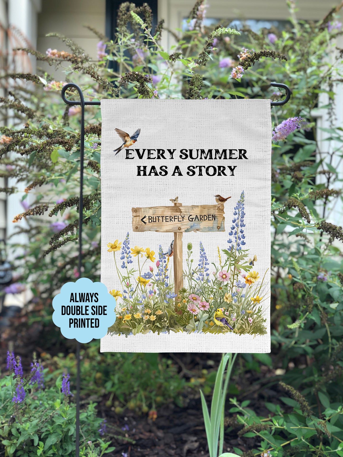 Garden Flag Featuring Butterfly Garden, Every Summer has a Story