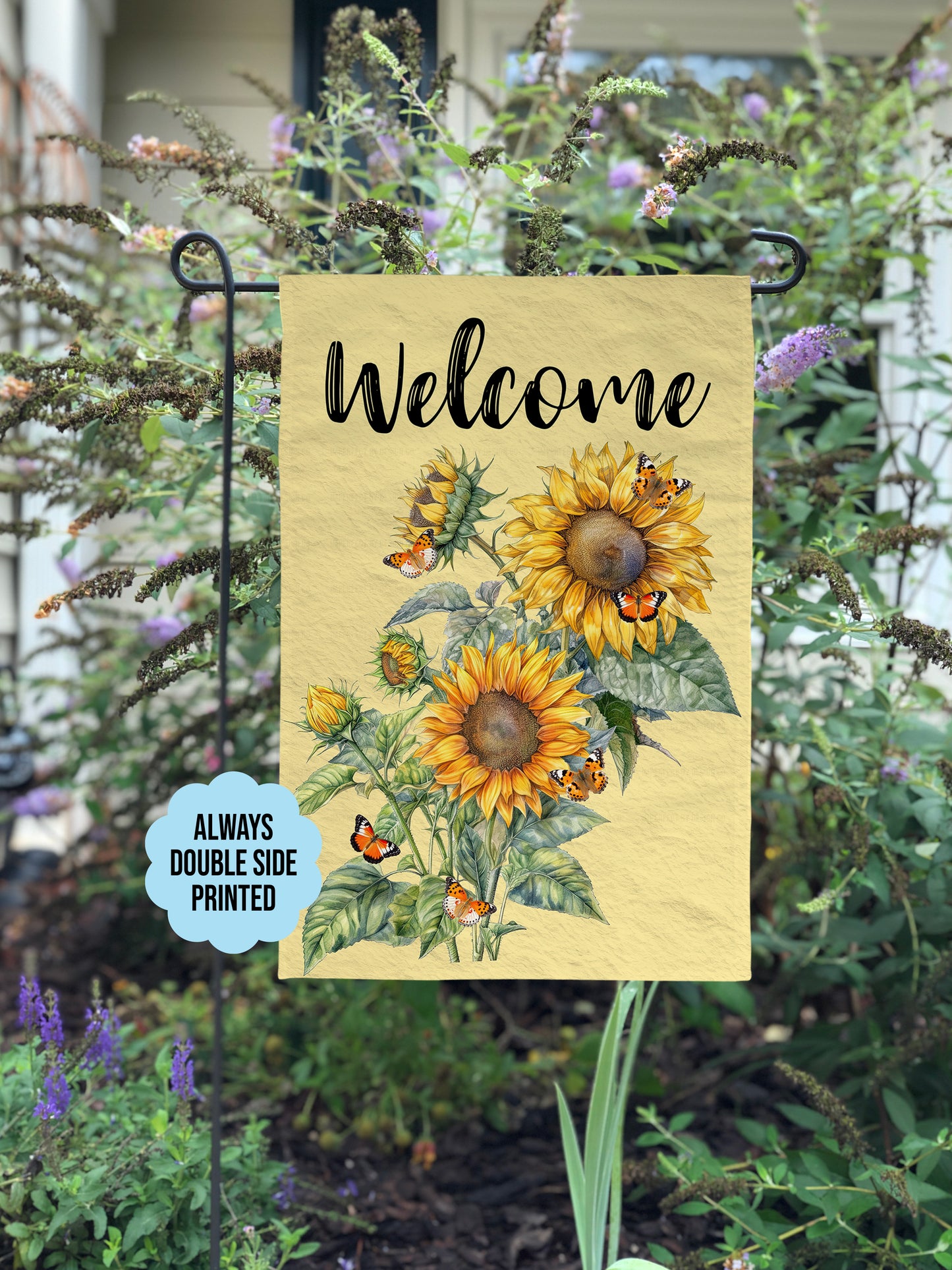 Garden Flag With Sunflowers Motif, Welcome