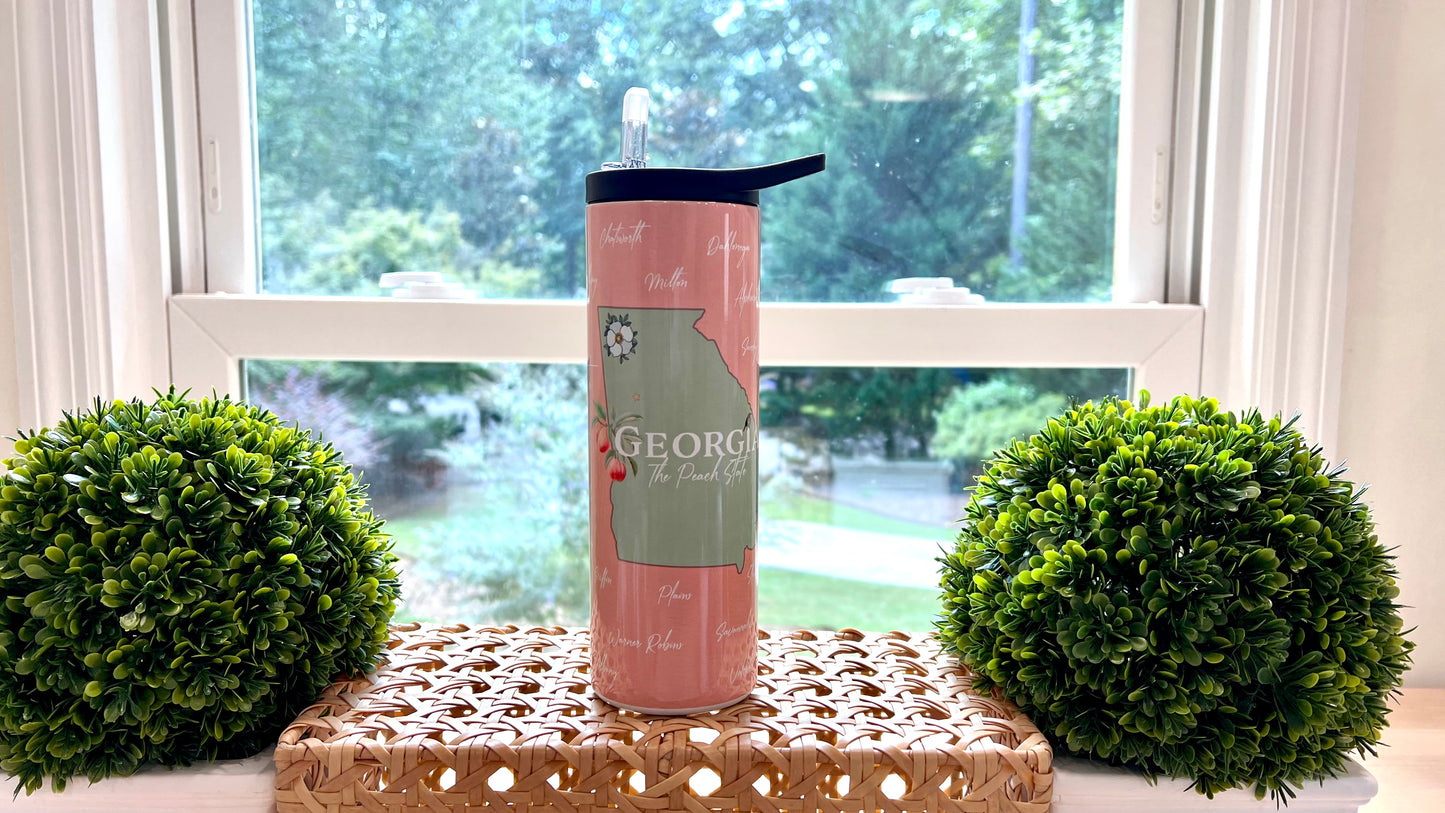 Georgia 'The Peach State' 20oz Skinny Tumbler