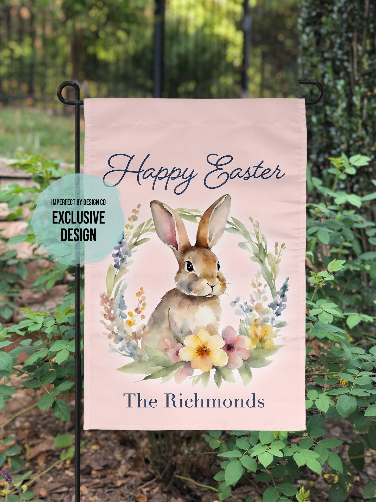 Personalized Happy Easter - Bunny in Wreath