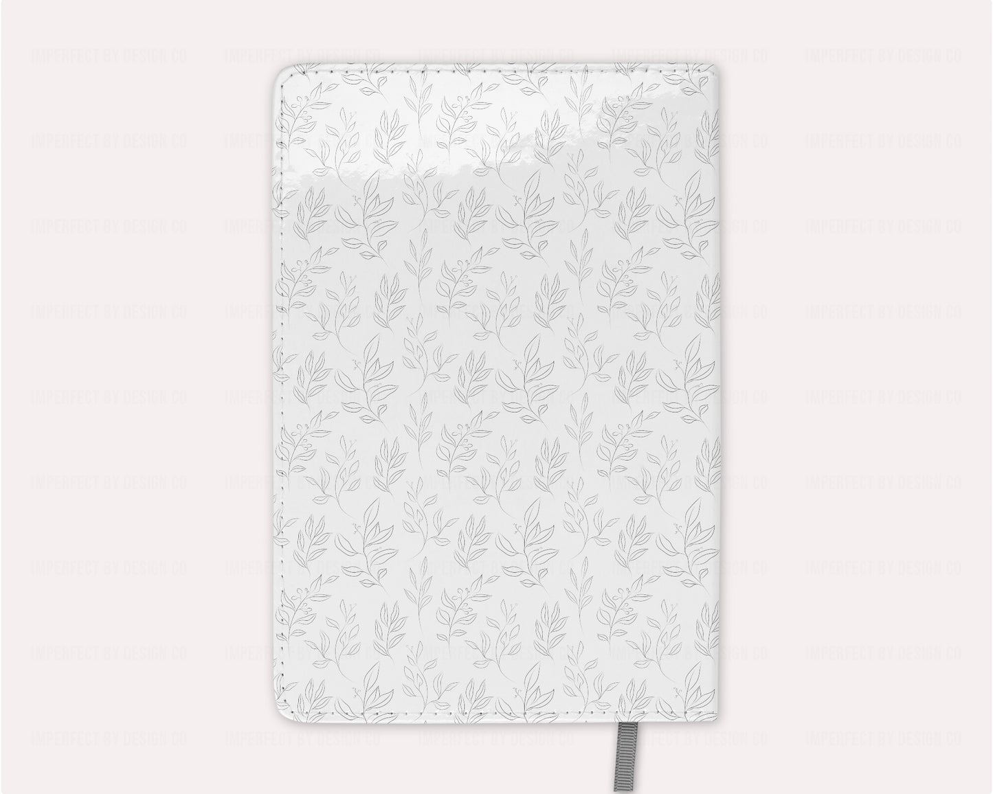 100 lined page notebook journal with attached cloth bookmark, whimsical leaves motif | imperfect by design co