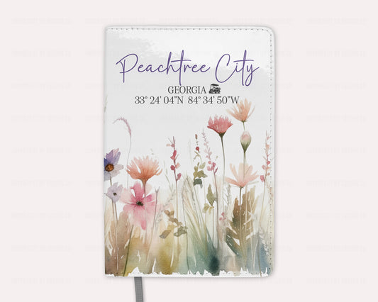 Peachtree City Journal Wildflowers With golf Cart and Coordinates