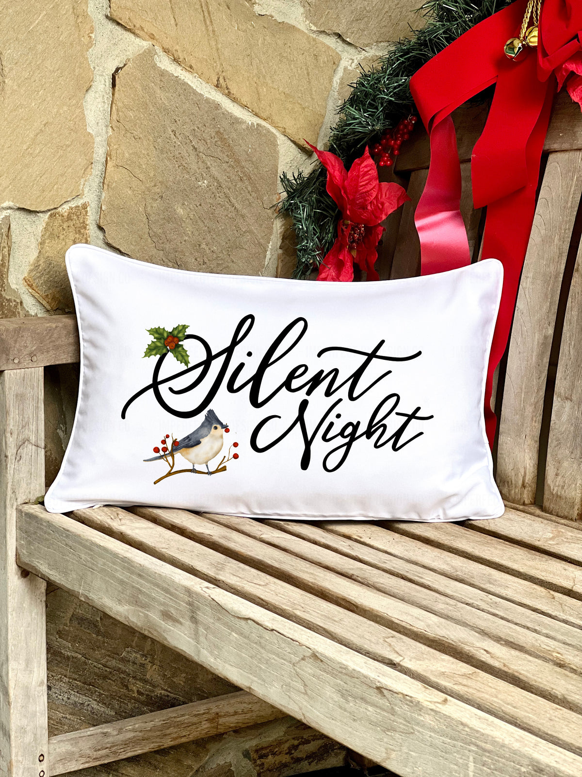Silent Night - Tuften Titmouse - In-/Outdoor Pillow Cover