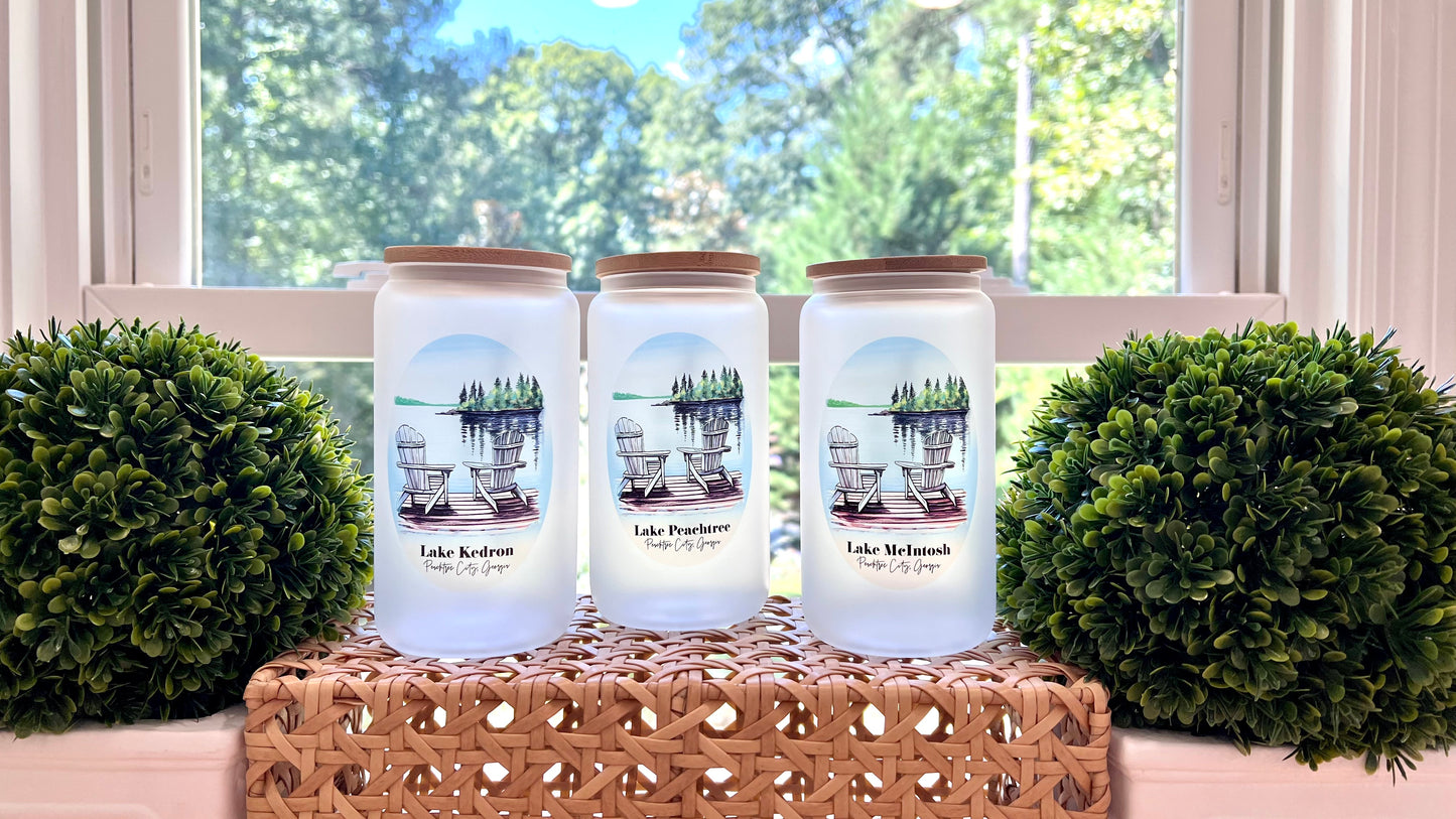 Personalized Frosted Glass Tumbler "The Best Days Are Spent By The Lake"