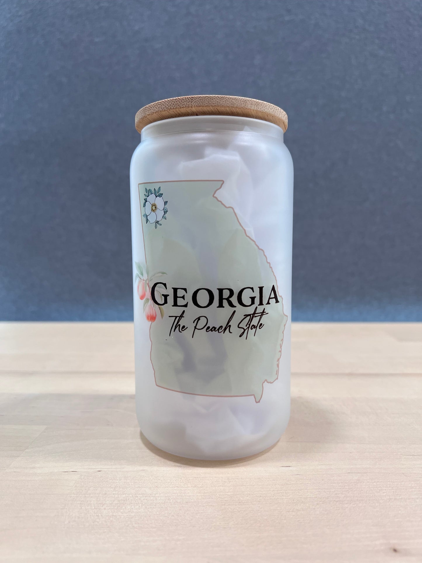 Georgia 'The Peach State' Frosted Glass Tumbler