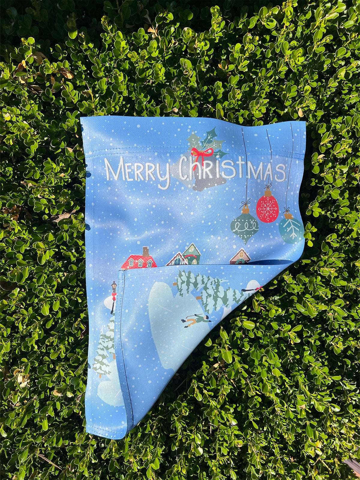 Personalized 'Merry Christmas' Winter Village With City and State - Garden Flag