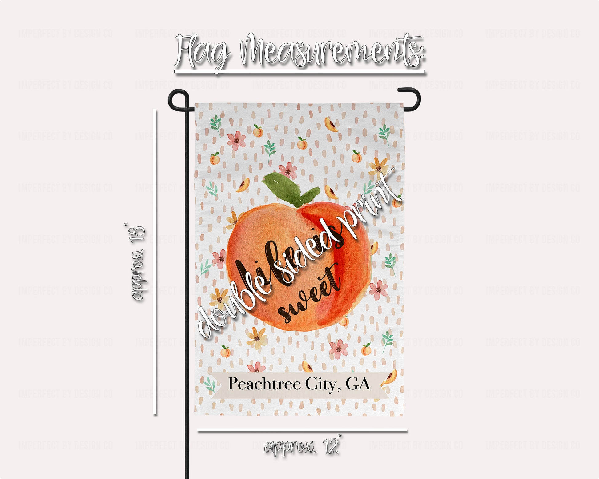 18x12 Double-Sided Garden Flag with Beautiful Peach and Floral Print. | imperfect by design co imperfect by design co