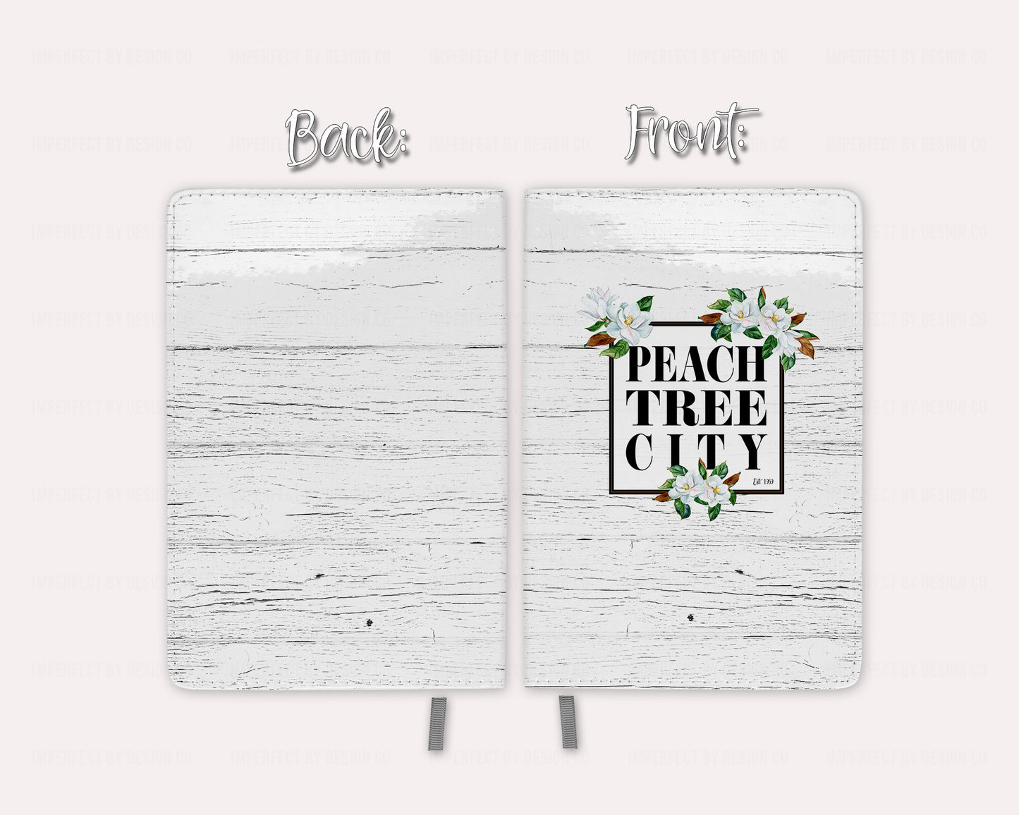 Celebrate the beauty of Peachtree City with our magnolia notebook. Its stunning design showcases the city's name and date established, making it a perfect addition to your coffee table or office. Use it to capture your daily thoughts and memories. | imperfect by design co
