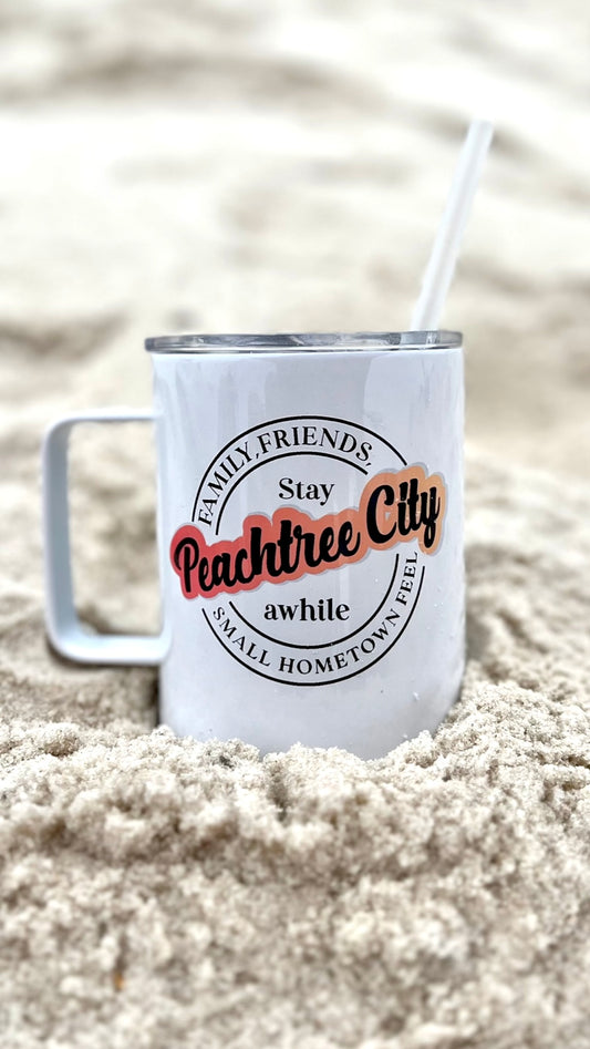 Peachtree City 12oz Camper Mug, Stay Awhile