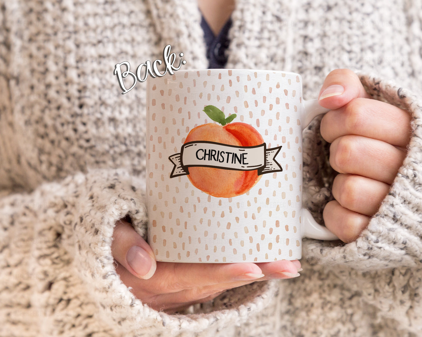 reverse of peach graphic Life is sweet mug with personalization | imperfect by design co