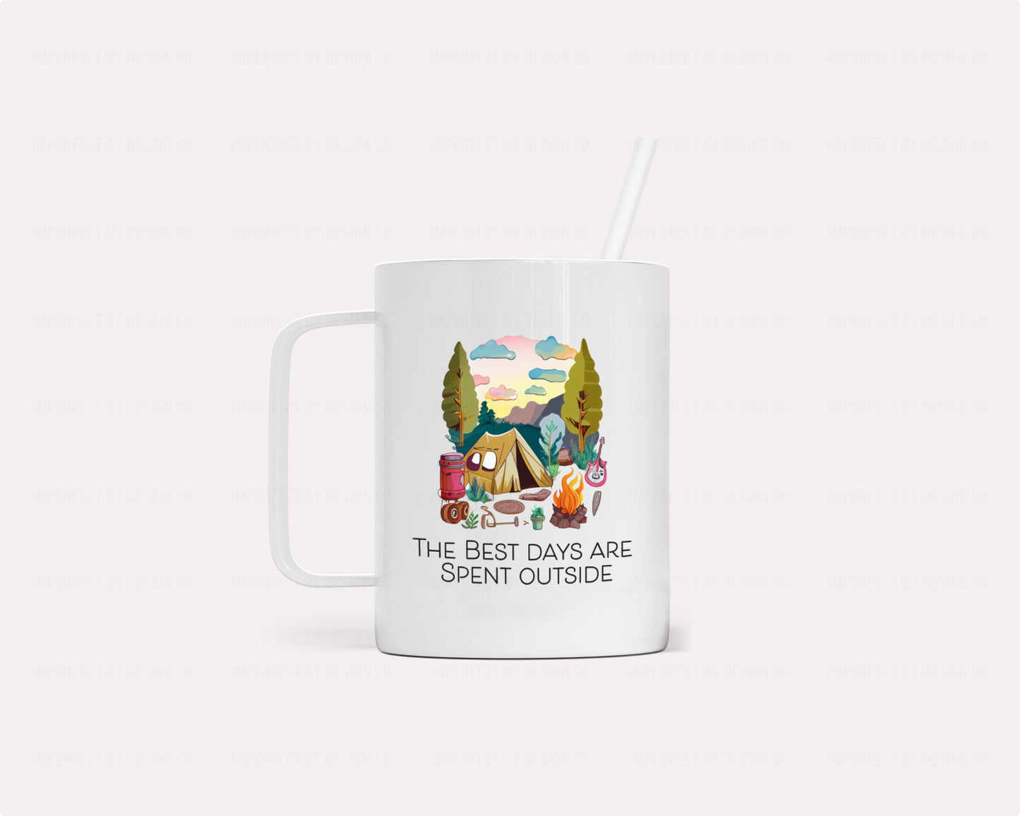 Wilderness Wanderlust camper mug with "The best days are spent outside" phrase | imperfect by design co
