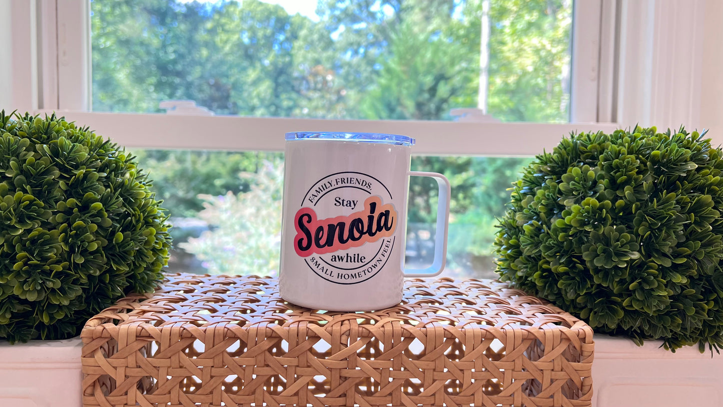 "Stay Awhile" Senoia Camper Mug | 12oz Enamel-Coated Stainless Steel