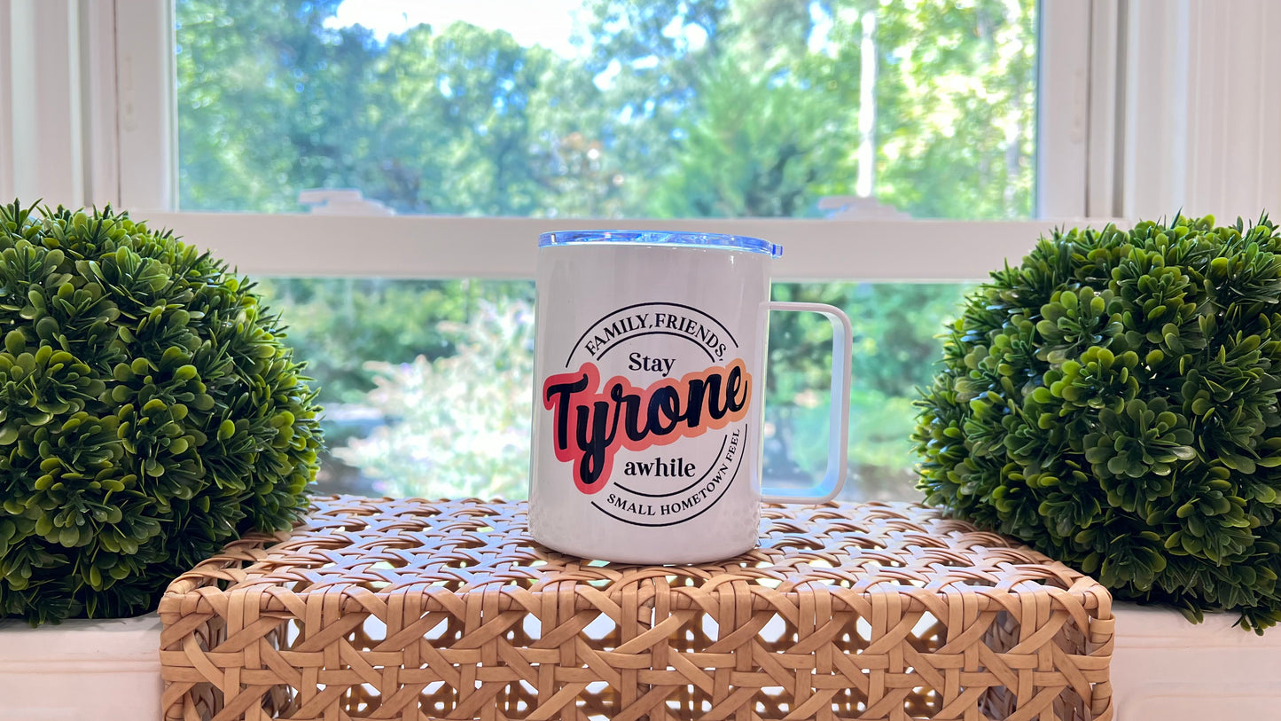 "Stay Awhile" Tyrone Camper Mug | 12oz Enamel-Coated Stainless Steel