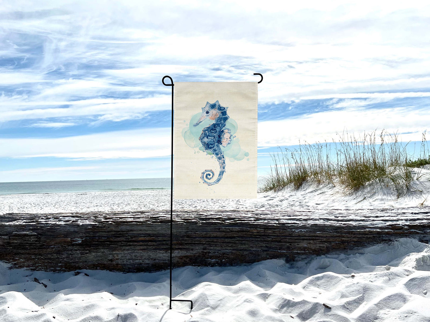 Watercolor Seahorse Coastal Garden Flag