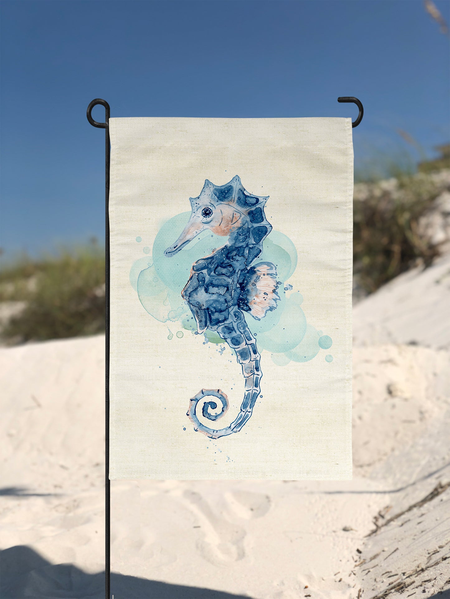 Watercolor Seahorse Coastal Garden Flag