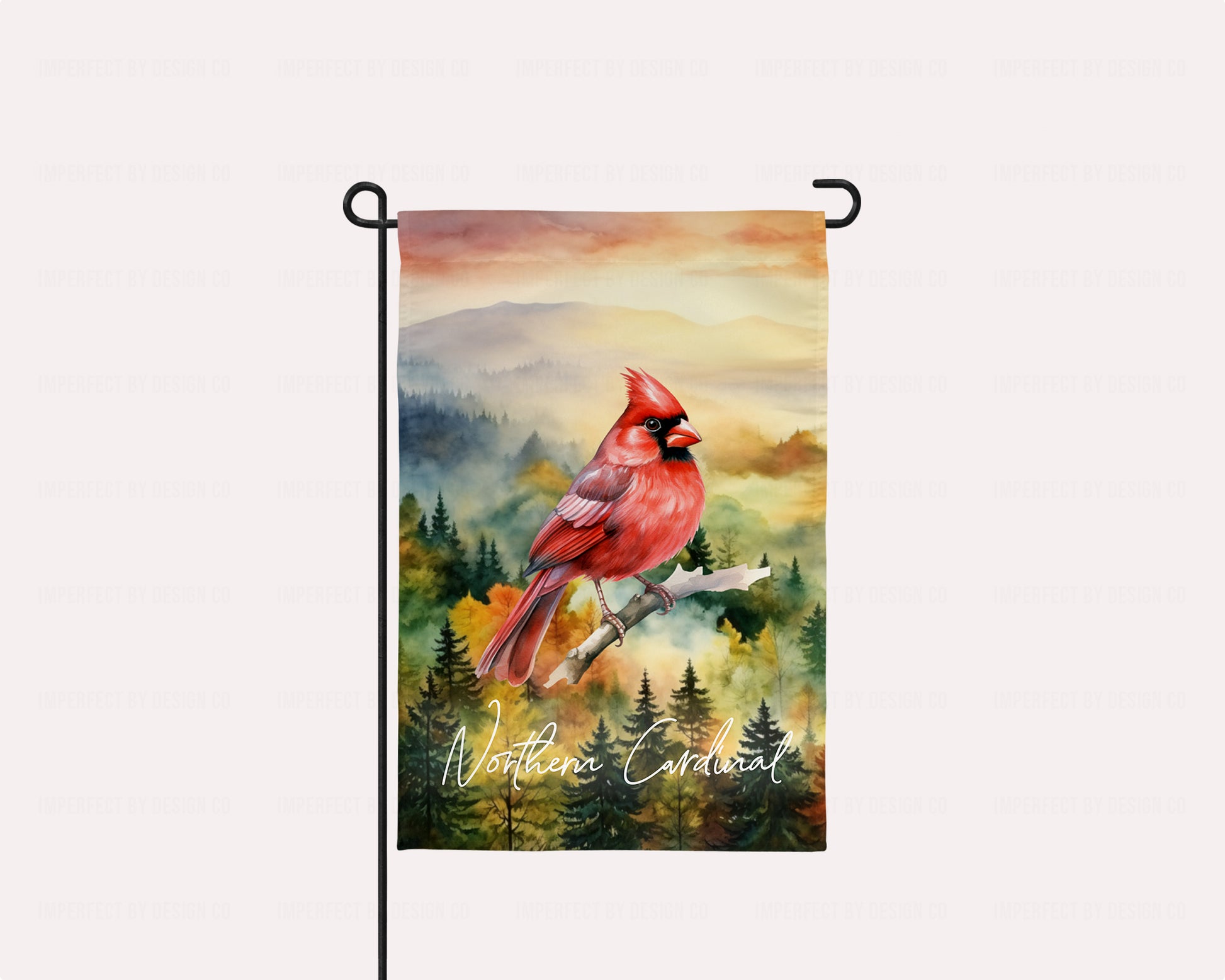 Male Northern Cardinal in Fall Scene on Garden Flag