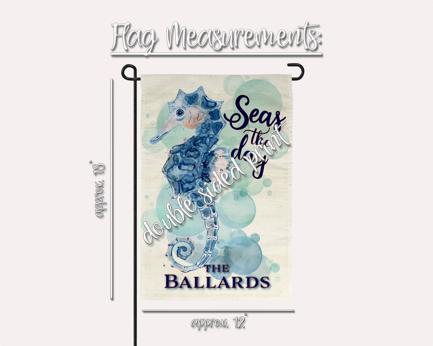 12x18 Double-sided ocean inspired garden flag with seahorse | imperfect by design co 