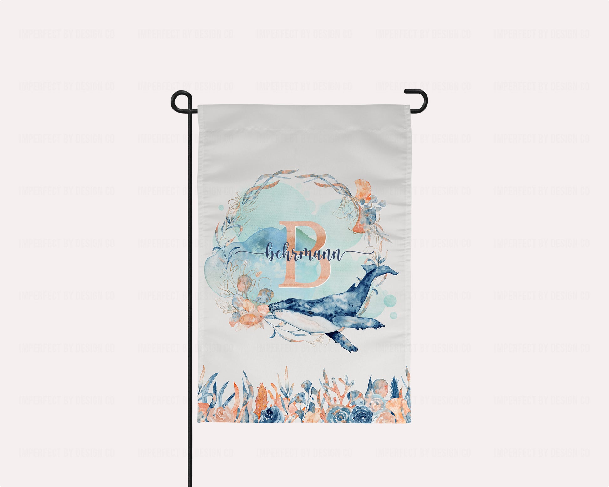 Personalized coastal humpback whale garden flag | imperfect by design co